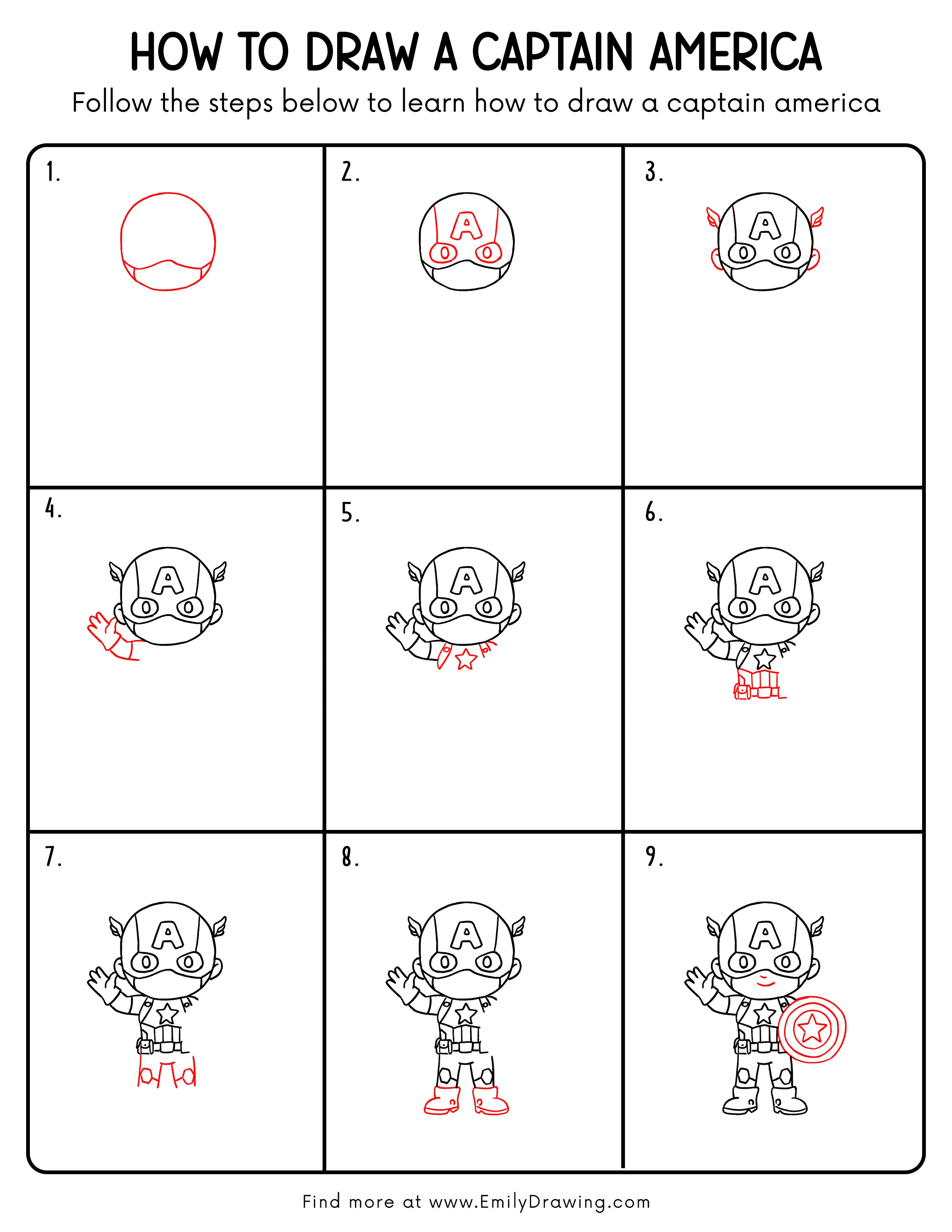 Printable Captain America Drawing Guide